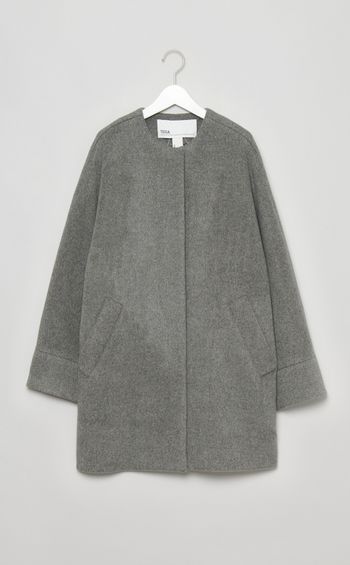 ノーカラーテントコート