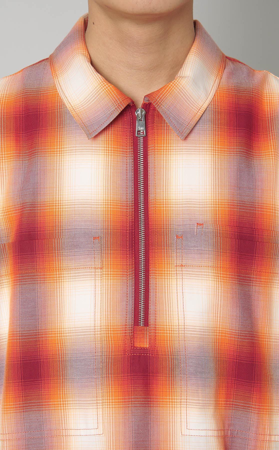 MAISON KITSUNÉ｜オンブレチェックハーフジップシャツ