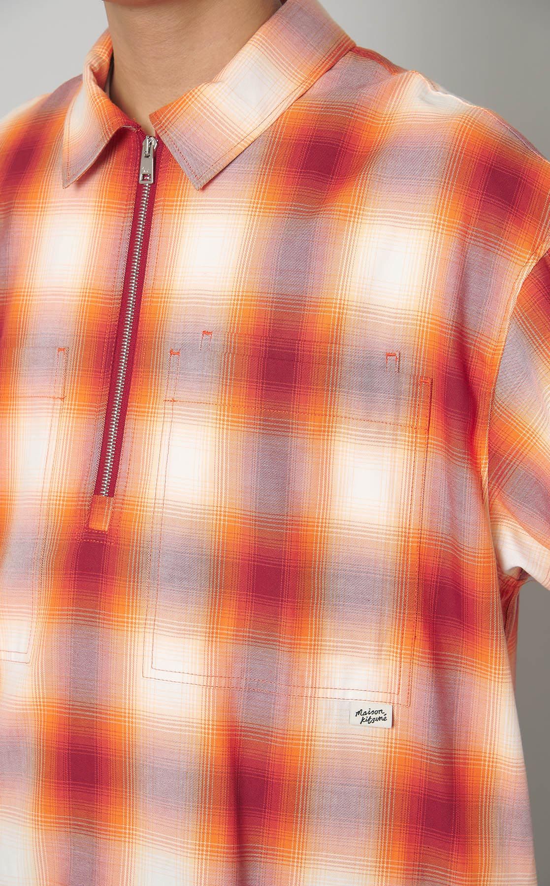 希少MAISON KITSUNÉ チェック柄シャツ 38 メゾンキツネ ロゴ チェック