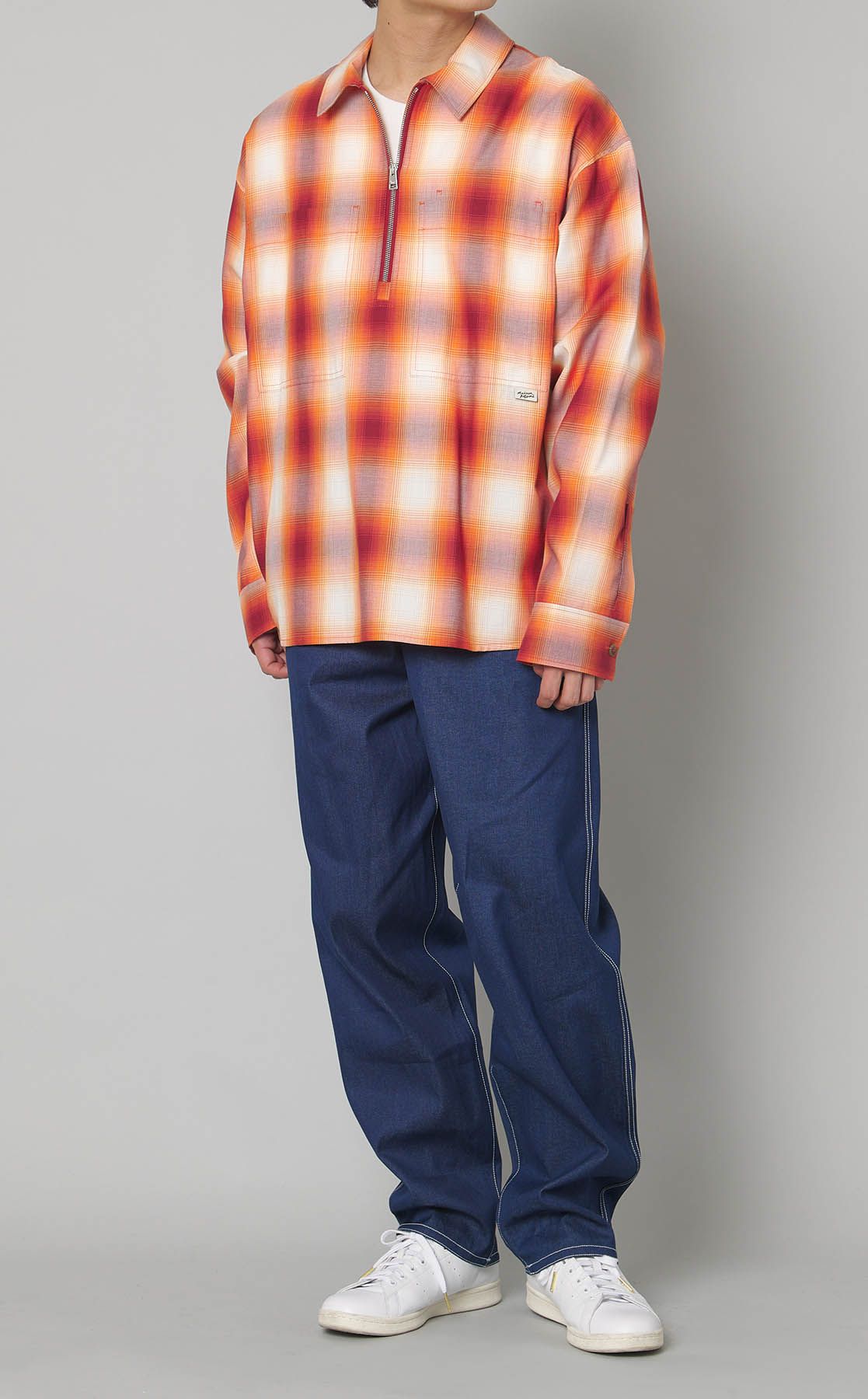 MAISON KITSUNÉ｜オンブレチェックハーフジップシャツ