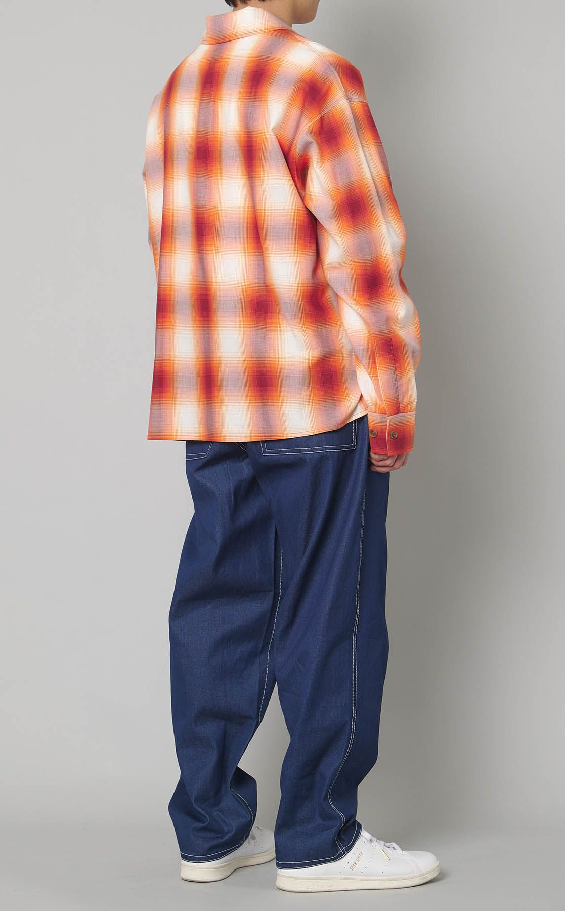 PWA プワ　オンブレチェックシャツ　ハーフジップ　即完売 MAISON KITSUNÉ｜オンブレチェックハーフジップシャツ