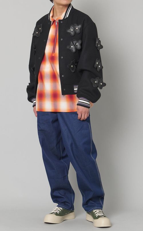 オンブレチェックハーフジップシャツ