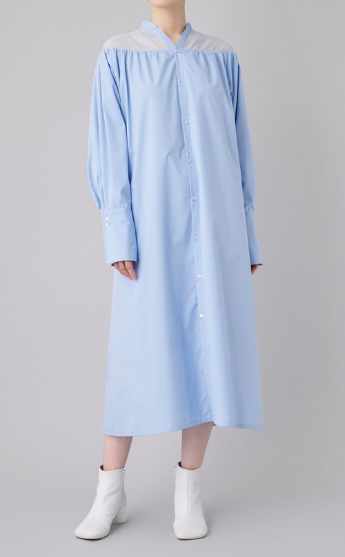 シアーミックスVネックシャツワンピース