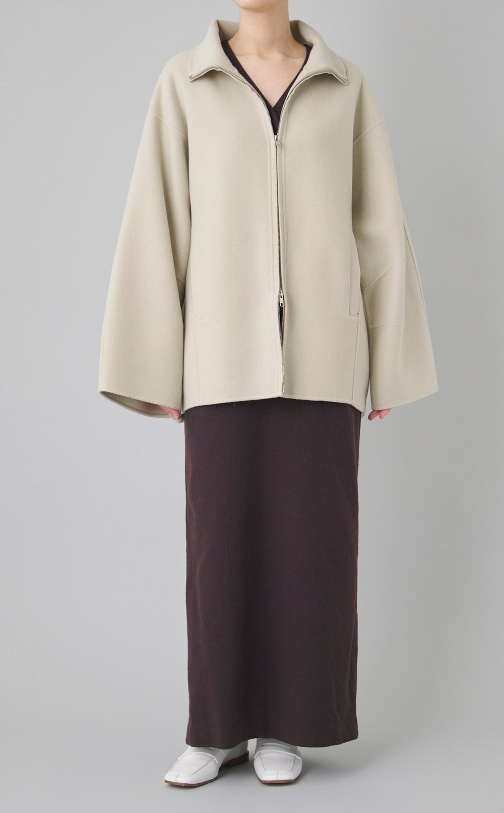 メルトンスタンドネックリバーブルゾン