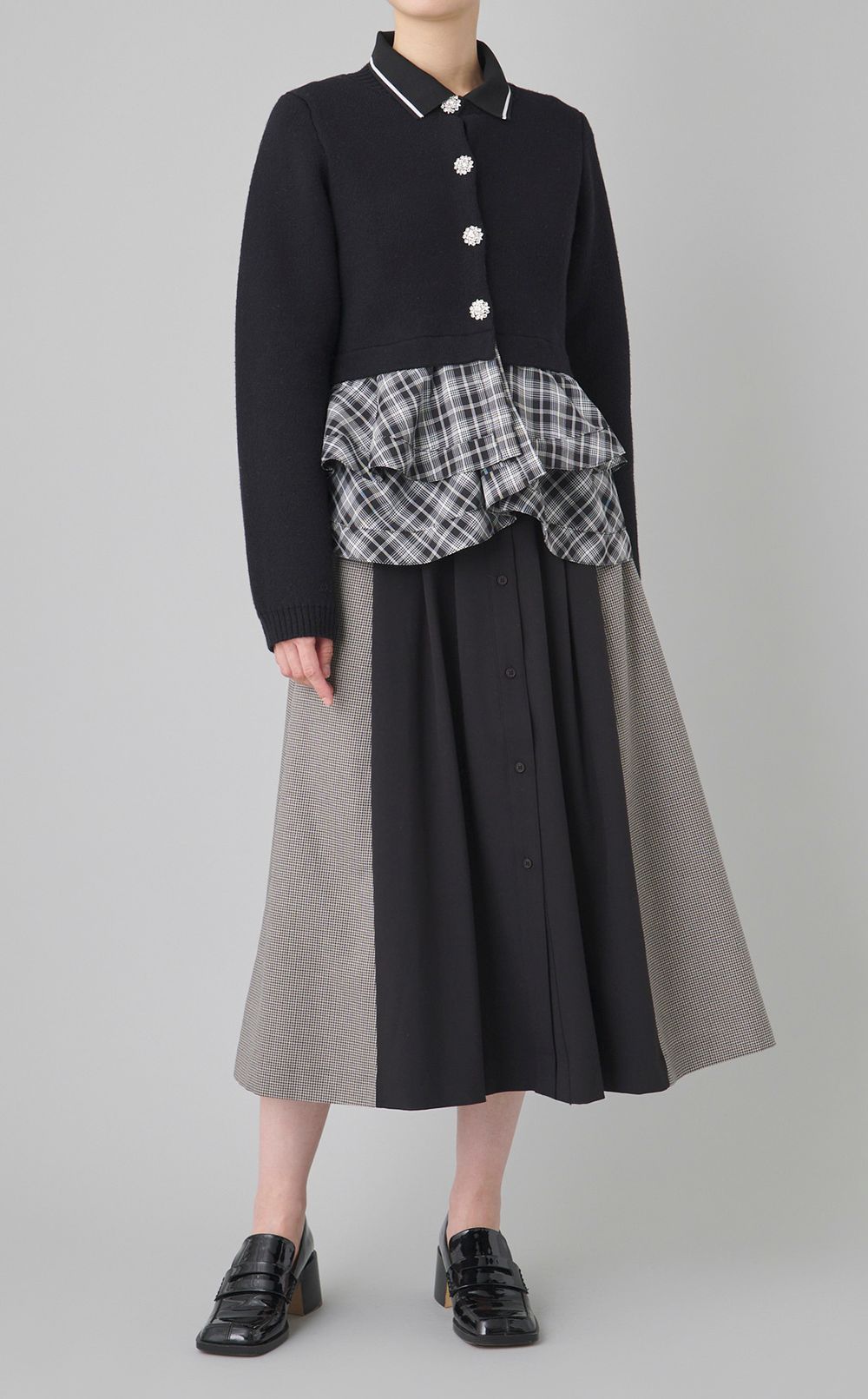 リブコンビシャツワンピース