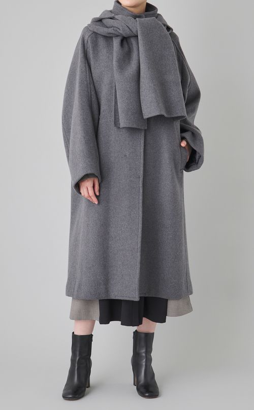 ウールメルトンフードマフラーコート