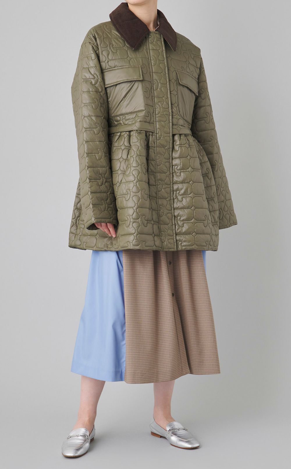 リブコンビシャツワンピース