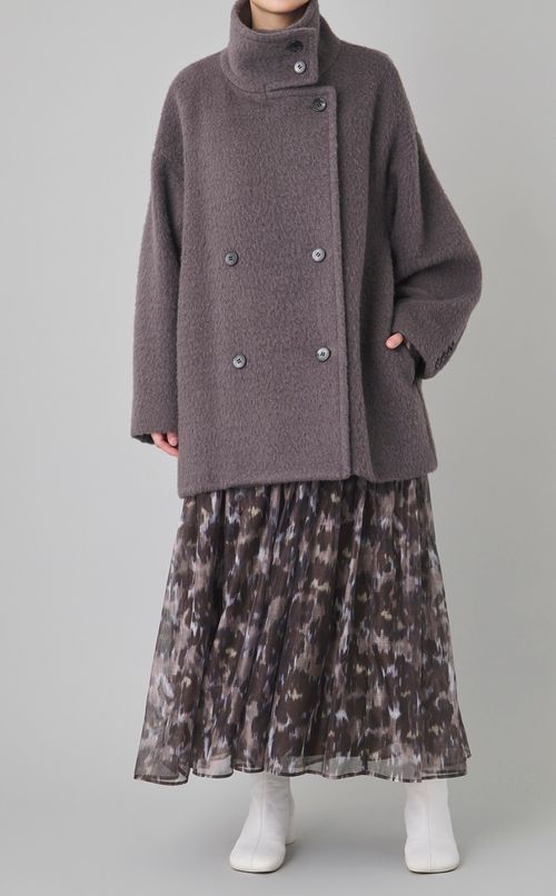 スタンドカラーショートコート