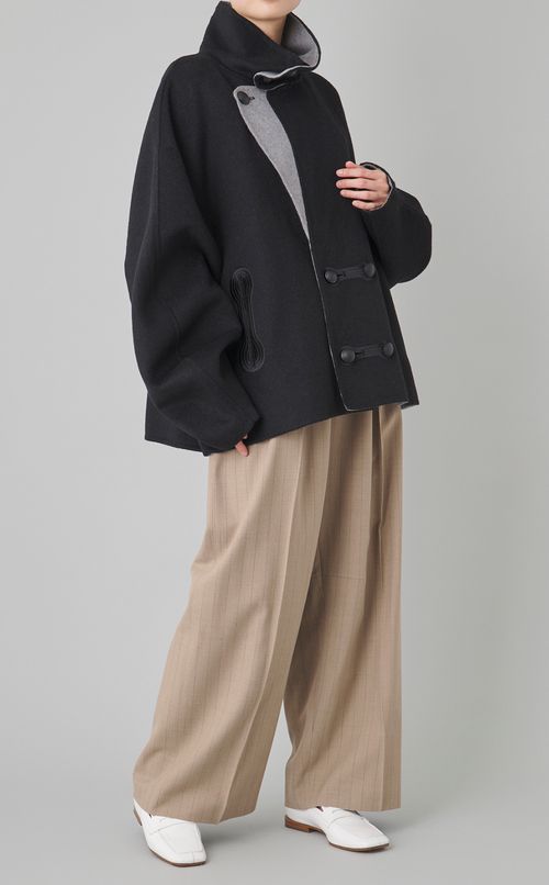 スタンドカラーリバーシブルコート