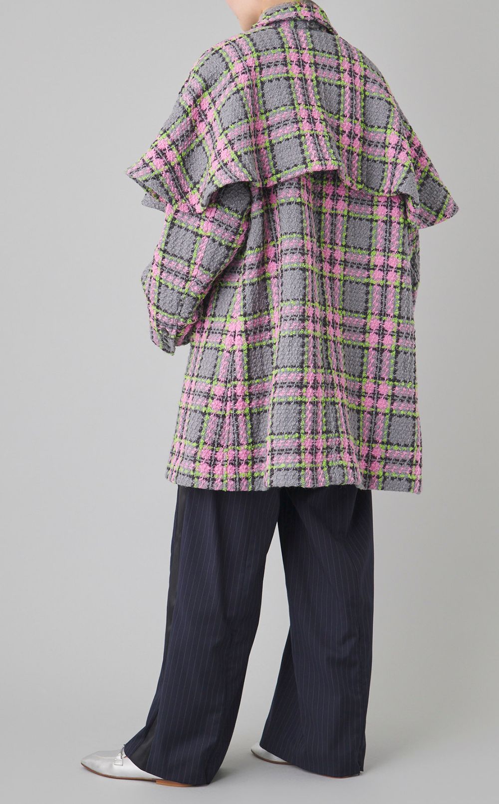 カラーチェック2wayケープコート