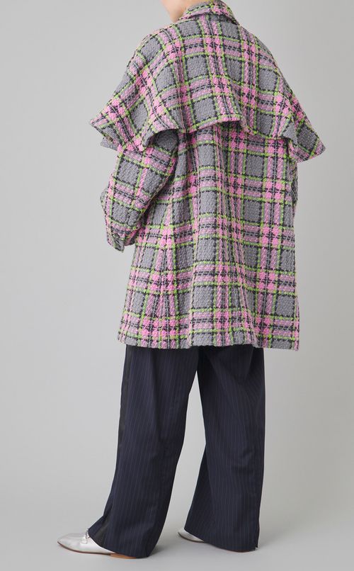 カラーチェック2wayケープコート
