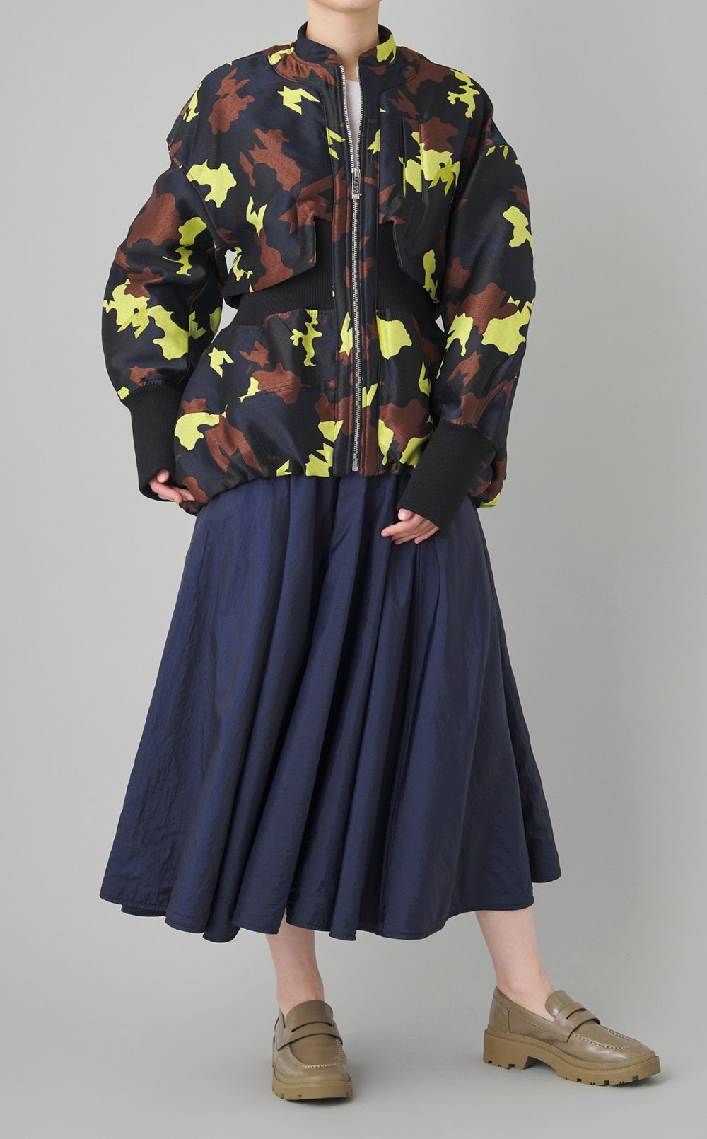 カモフラージュ柄バルーンブルゾン