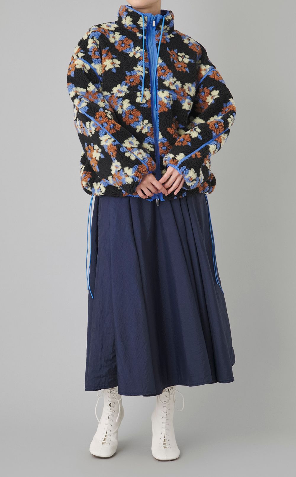 フラワーパターンボアブルゾン