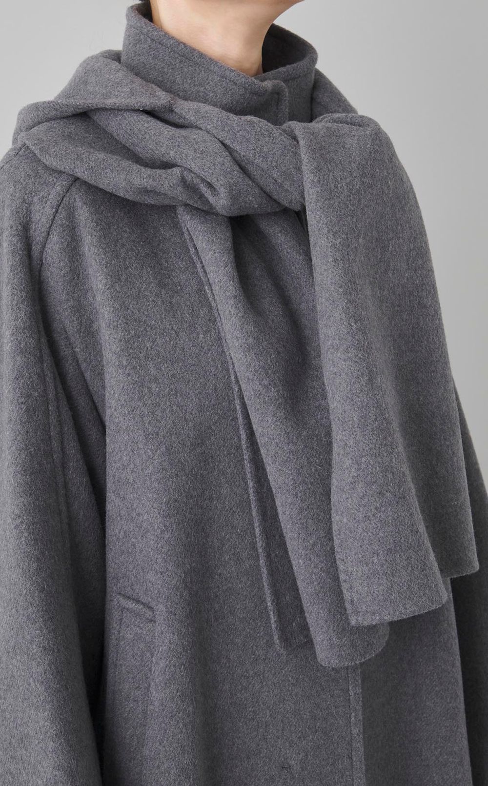 ウールメルトンフードマフラーコート