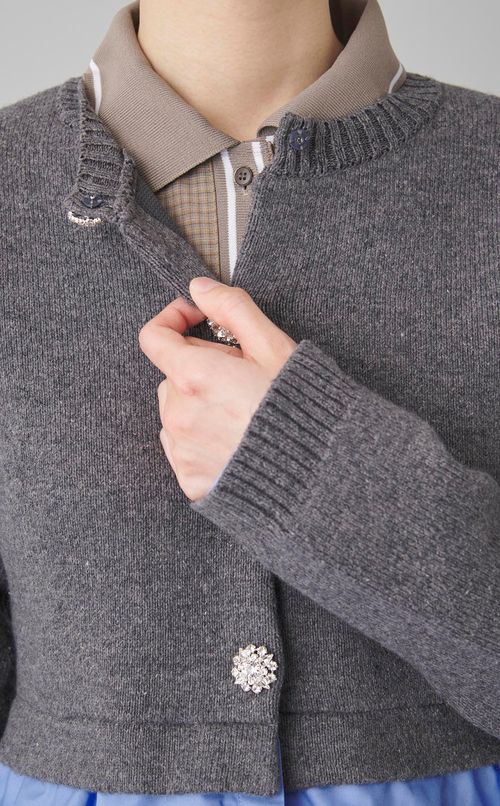 ペプラムレイヤードカーディガン