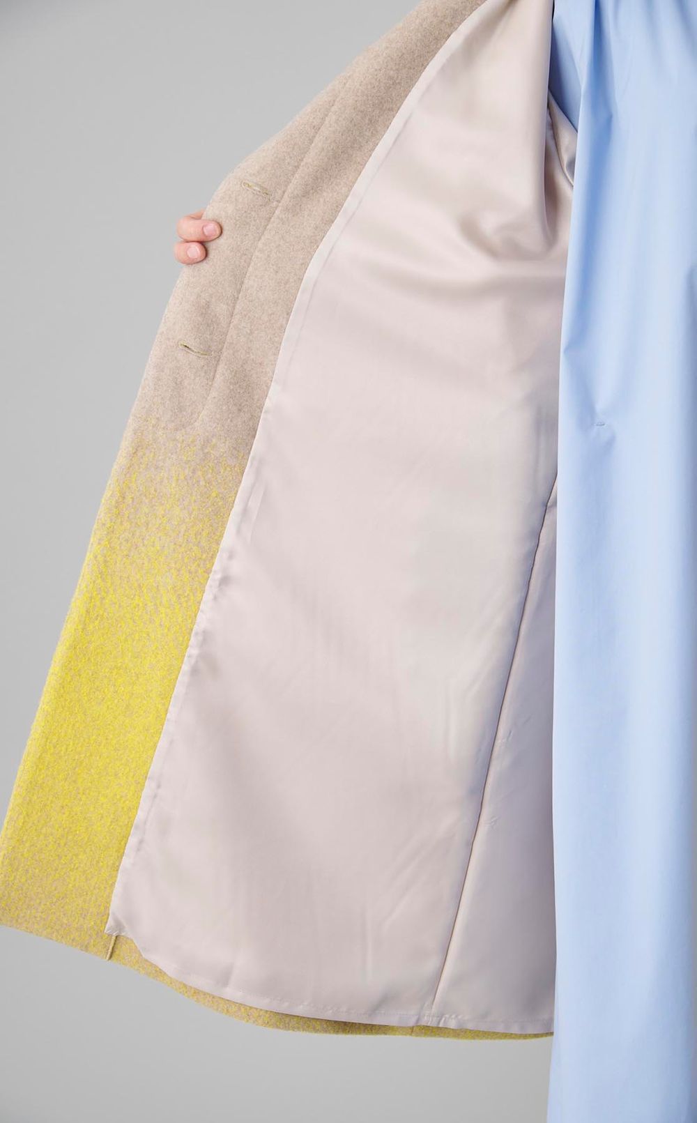 ラムウールノーカラーメルトンコート