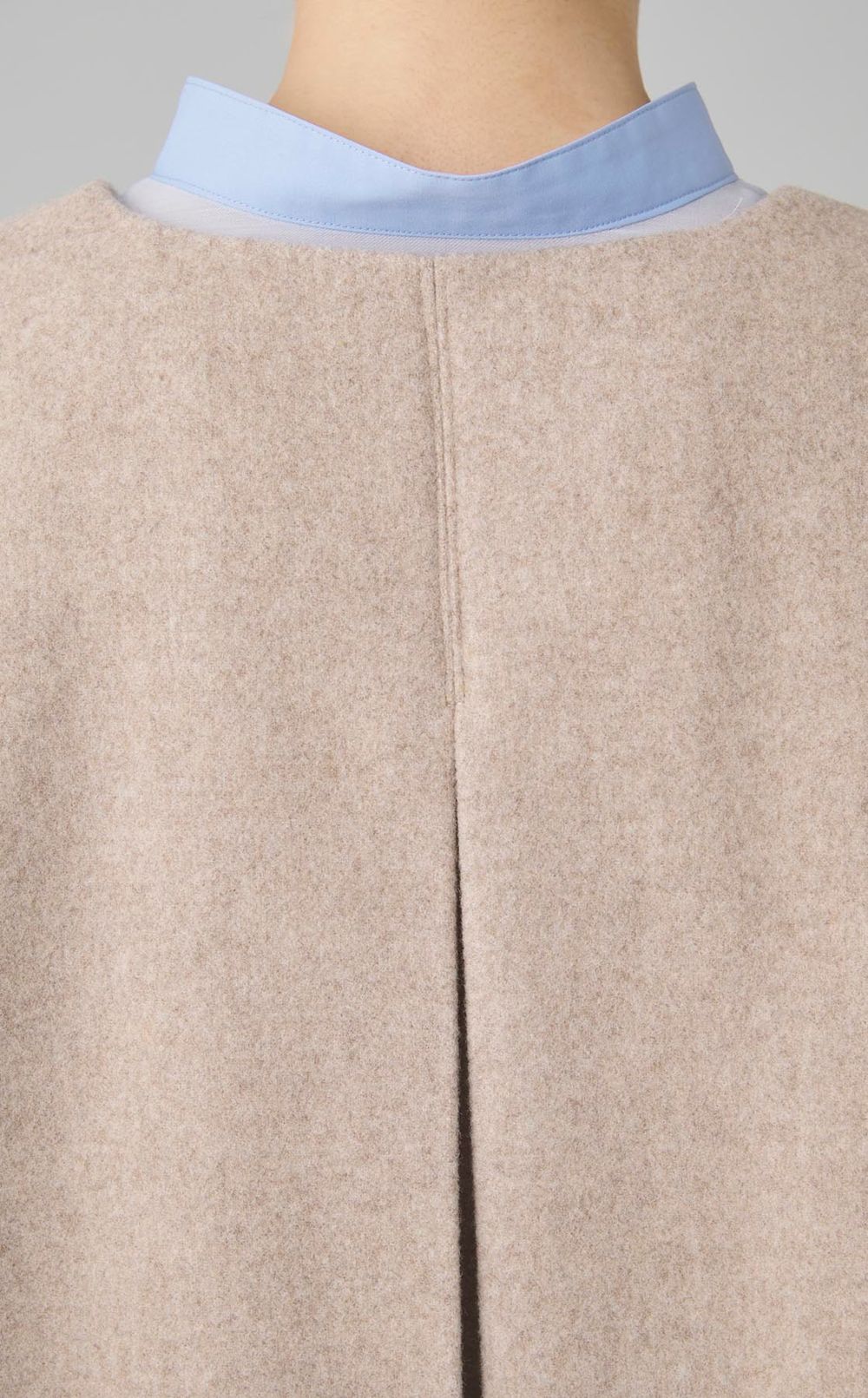 ラムウールノーカラーメルトンコート