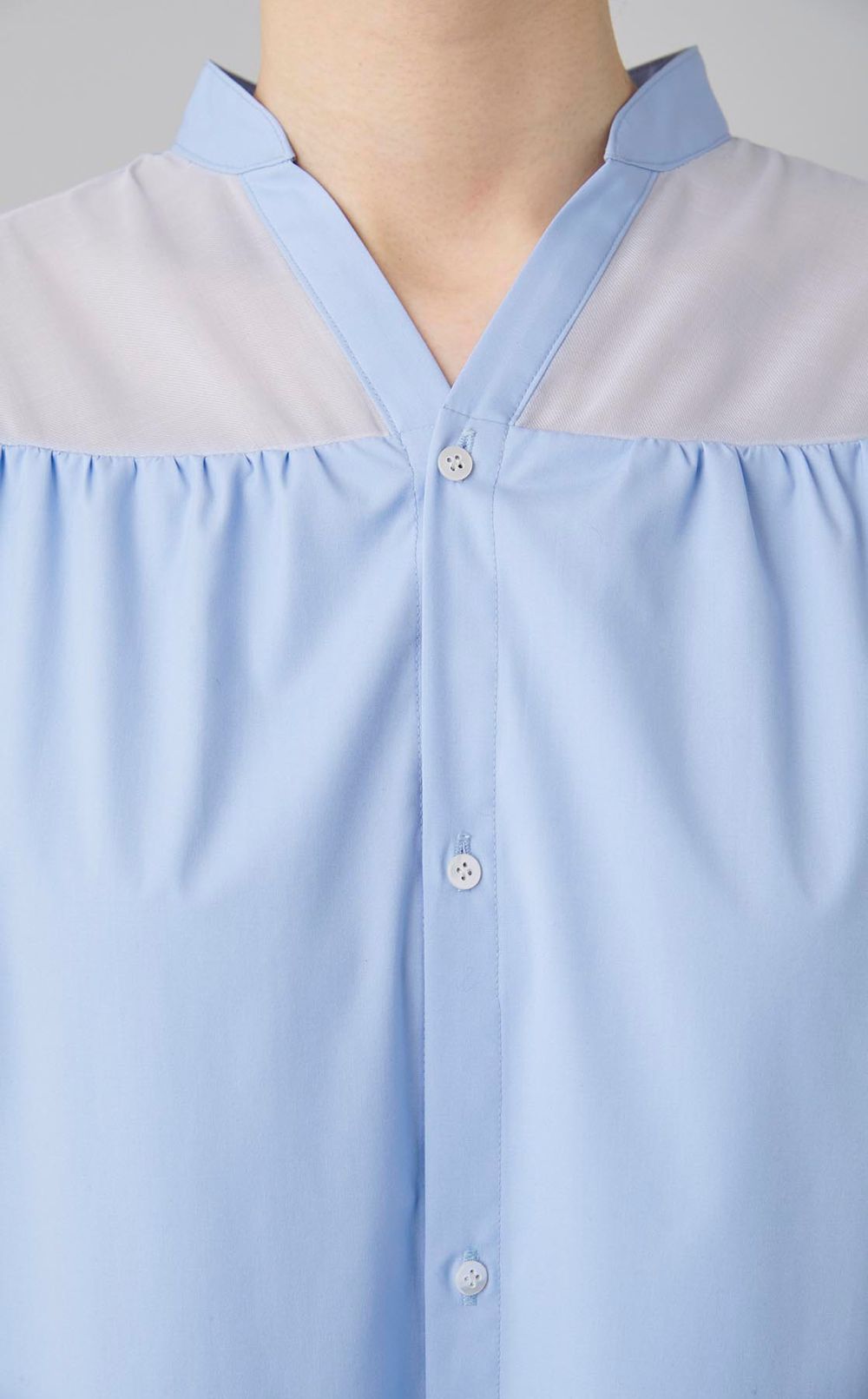 シアーミックスVネックシャツワンピース