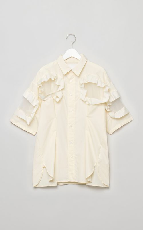 【roop】HOLLOW OUT FRILL SHIRTS