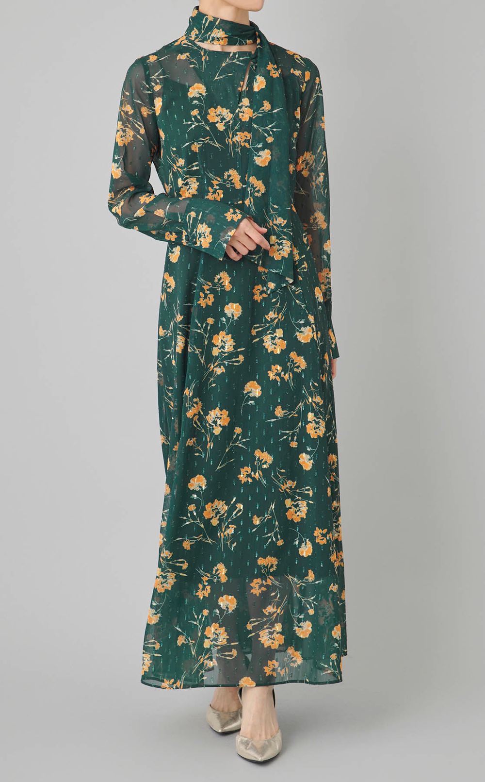 デザインボウタイシアープリントワンピース