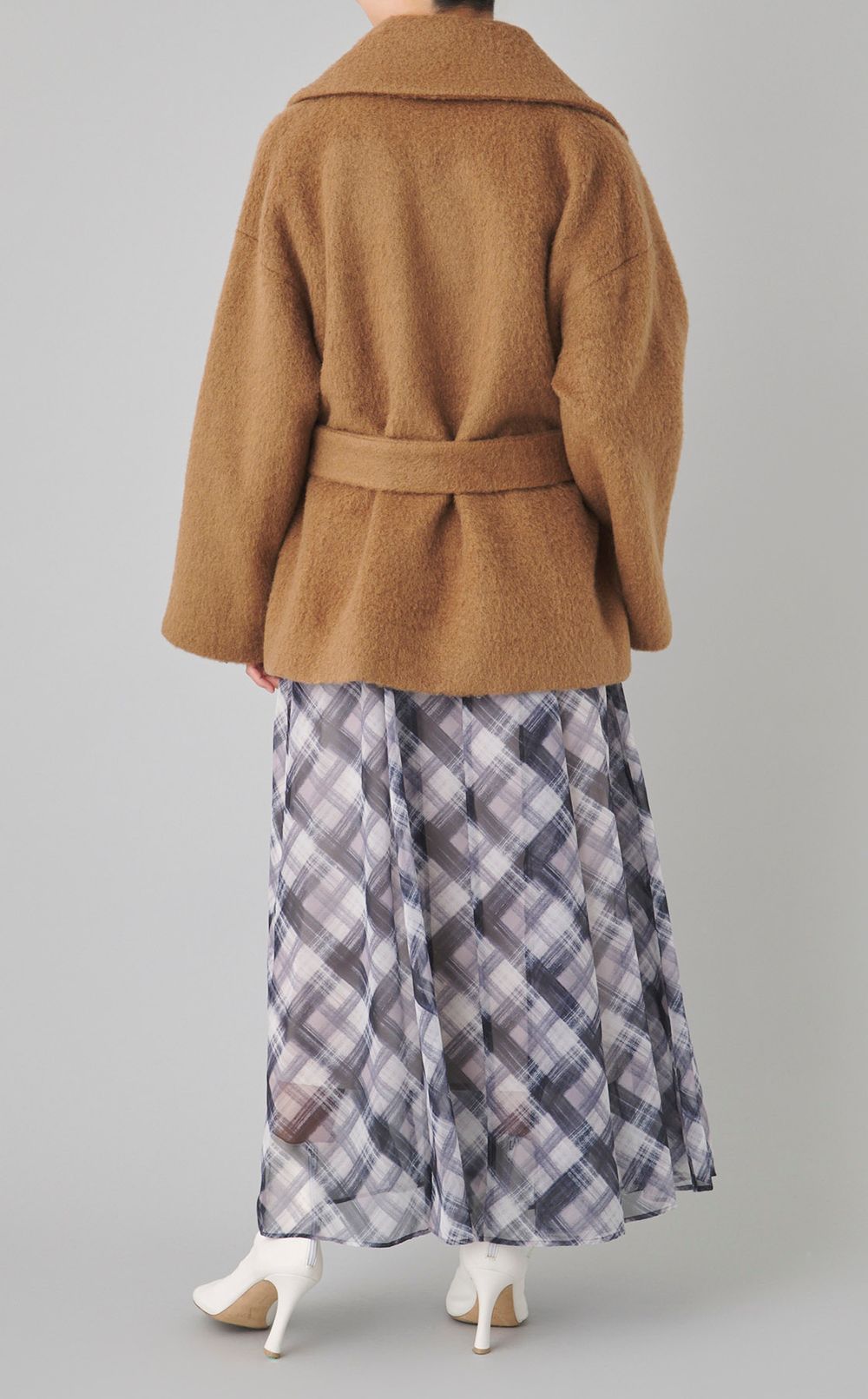 ベルト付きウールショートコート