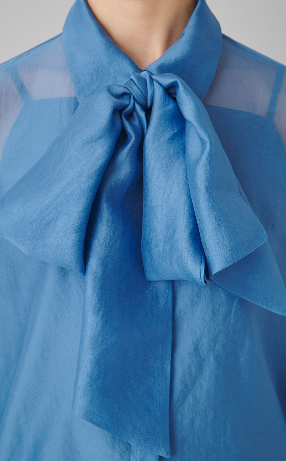 ボウタイ付きシアーシャツ