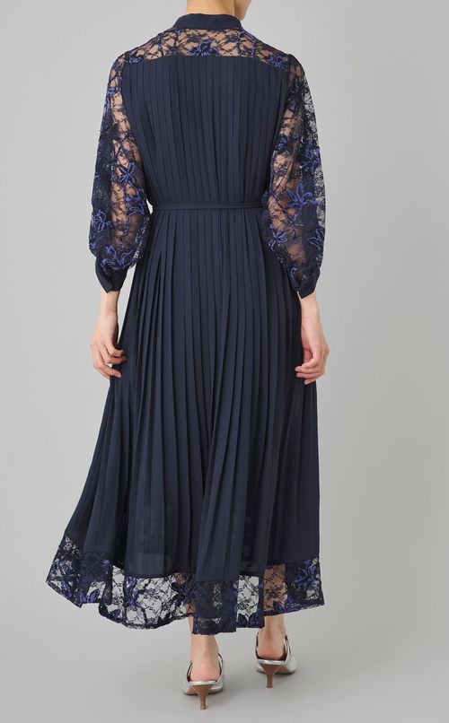 フラワーレースプリーツワンピース