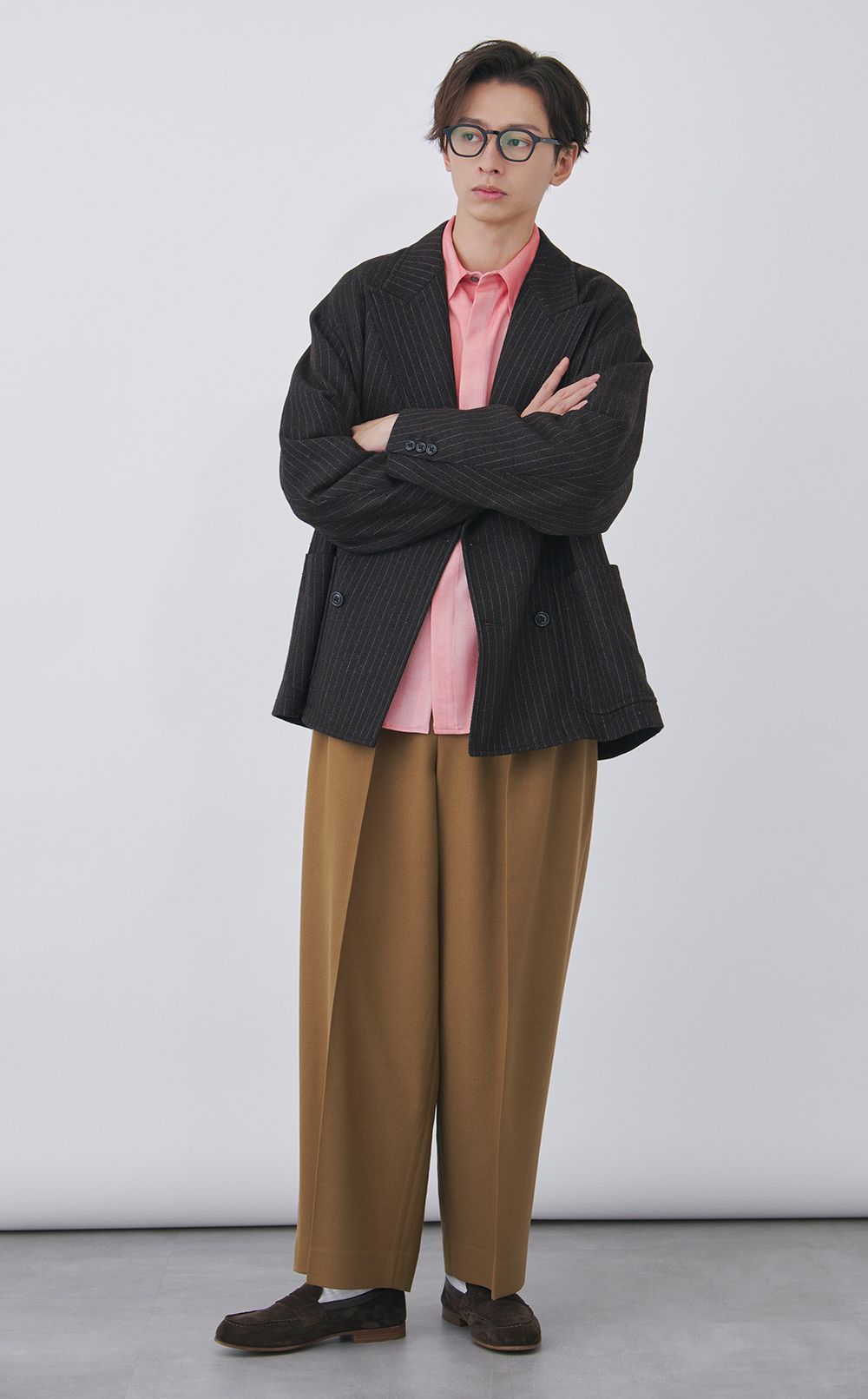 ウールツイルワイドタックパンツ