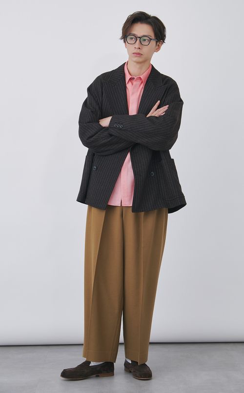 ウールツイルワイドタックパンツ