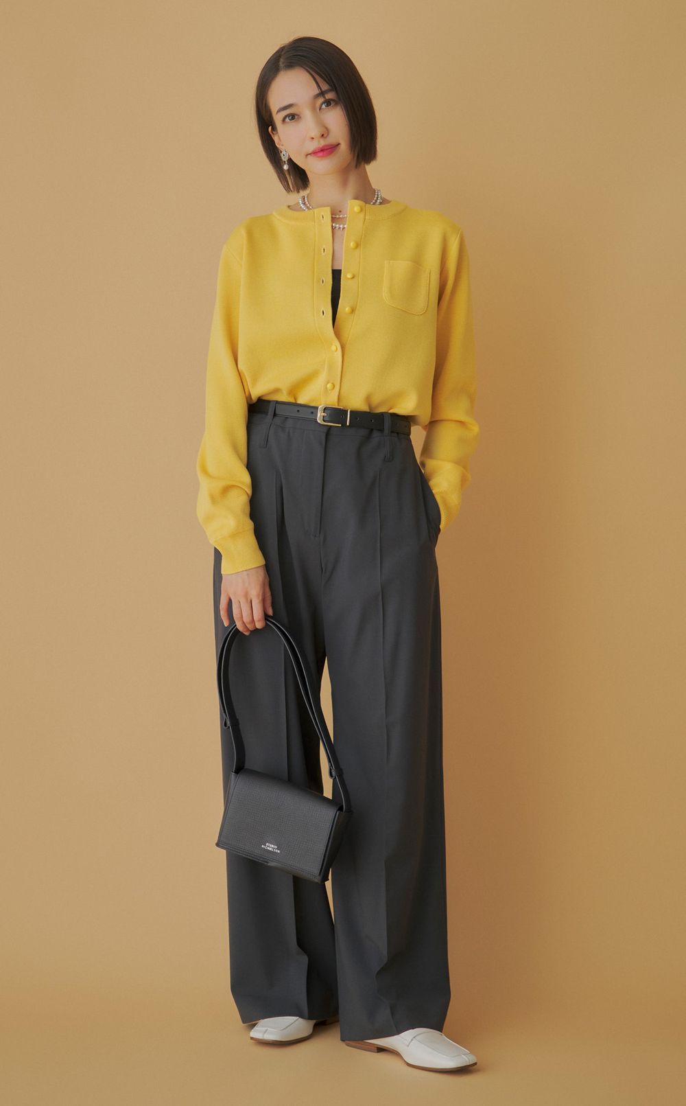 ウール混ハイウエストパンツ