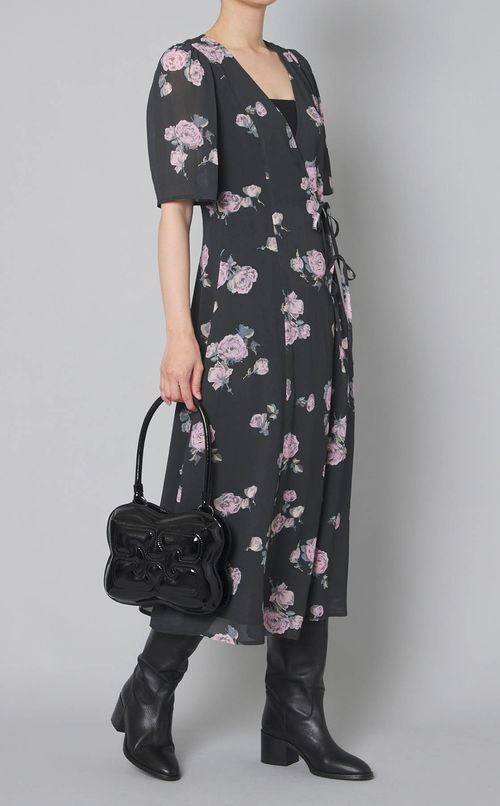 フラワープリントカシュクールワンピース