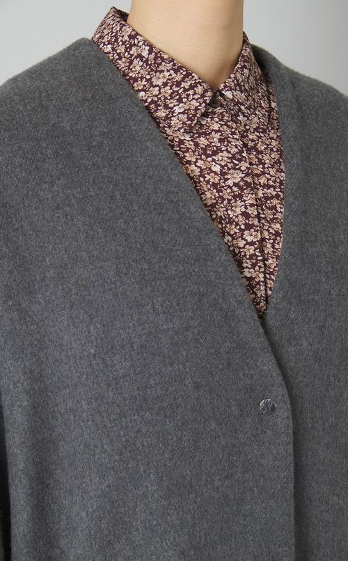 ノーカラーショートウールコート