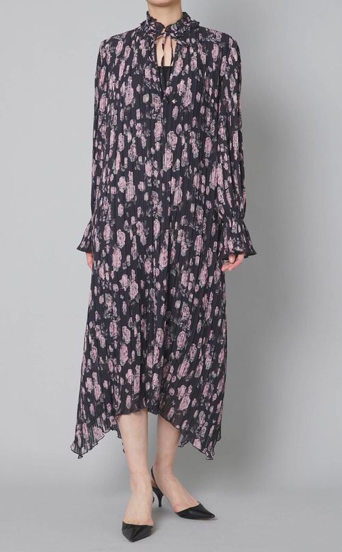 フラワープリントプリーツワンピース