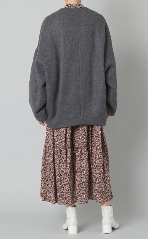 ノーカラーショートウールコート