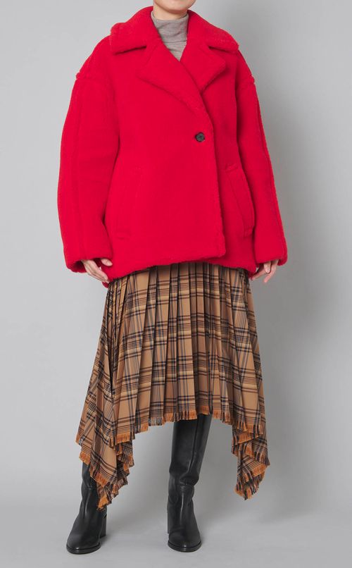 コクーンシルエットボアミドルコート