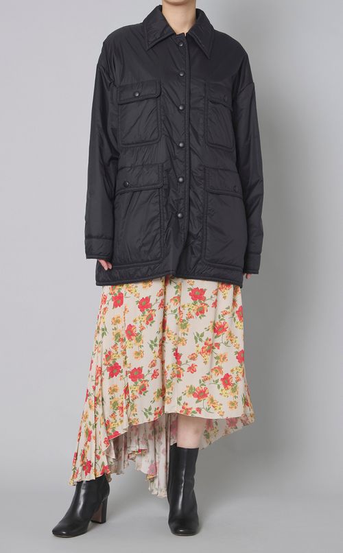 フラワープリントVネックワンピース