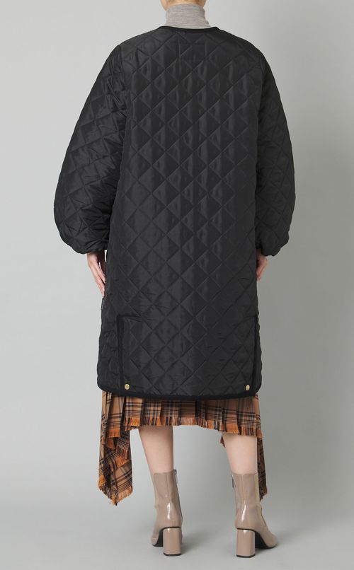 キルティングロングパフスリーブコート