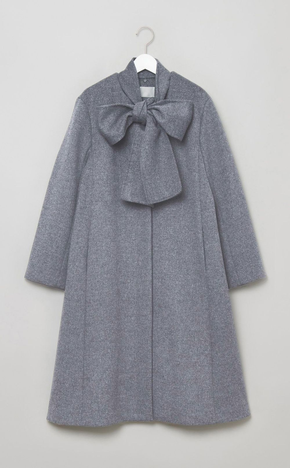 リボンストール付きノーカラーコート