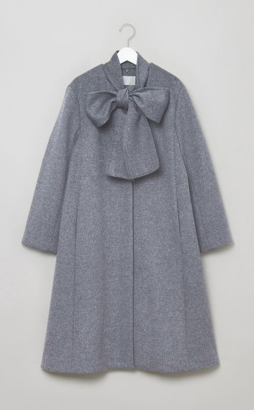 リボンストール付きノーカラーコート