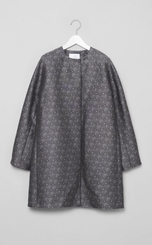 ジャガードノーカラーコート