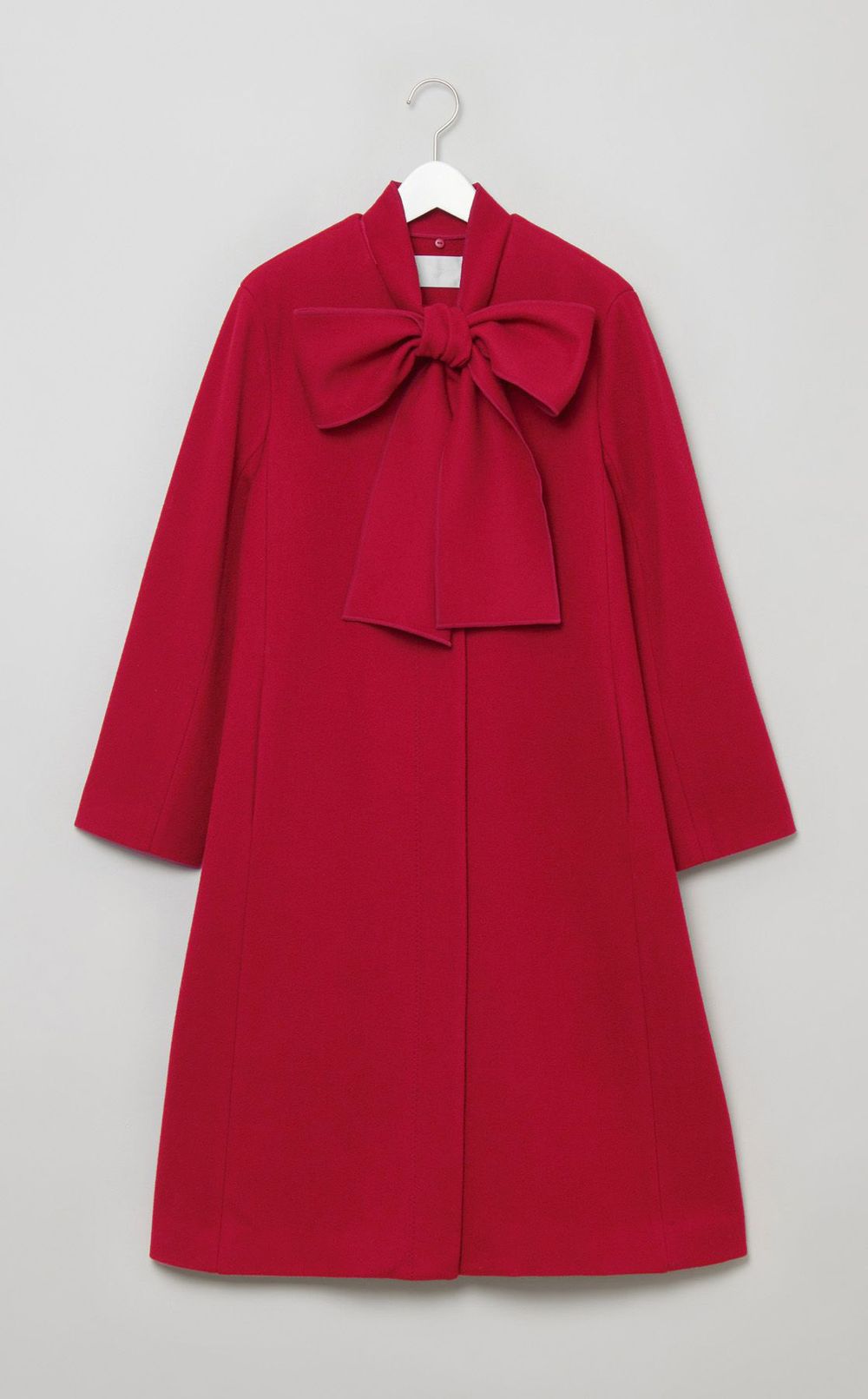 リボンストール付きノーカラーコート