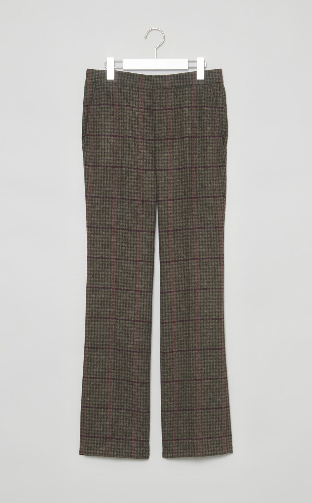 ウールチェックフラットフロントパンツ