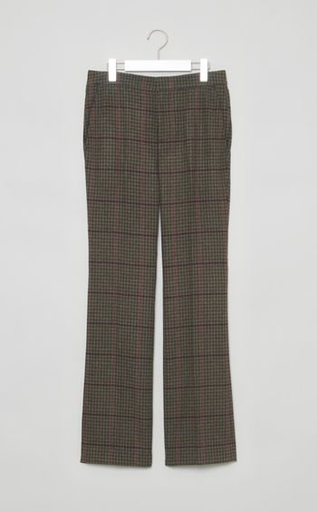 ウールチェックフラットフロントパンツ