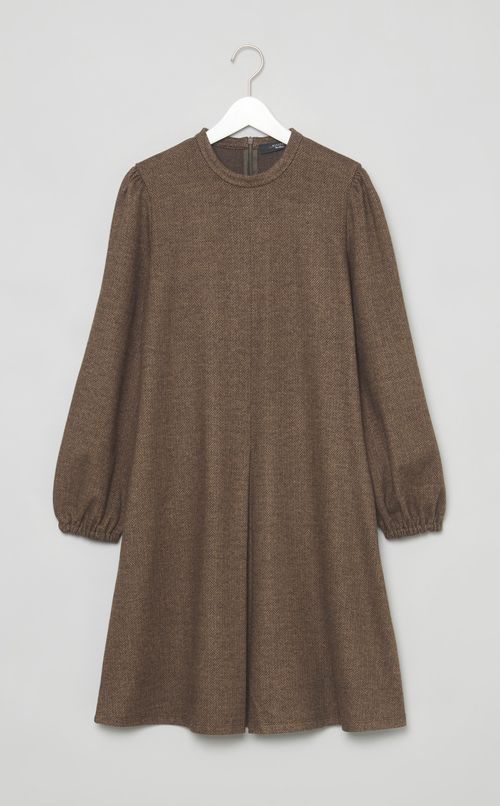 ヘリンボーンフレアスリーブワンピース