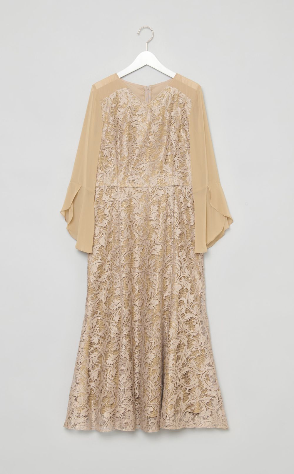 フレアスリーブレースワンピース