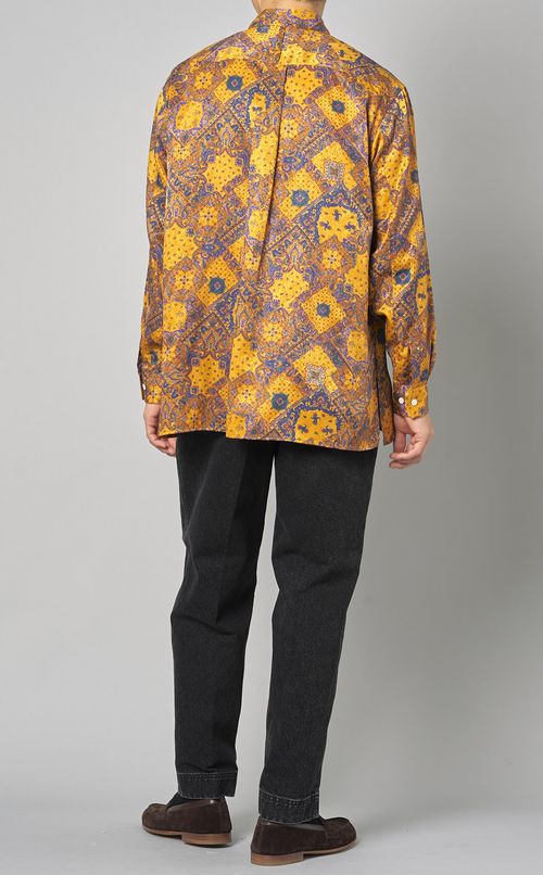 プリントジャガードスクエアヘムシャツ