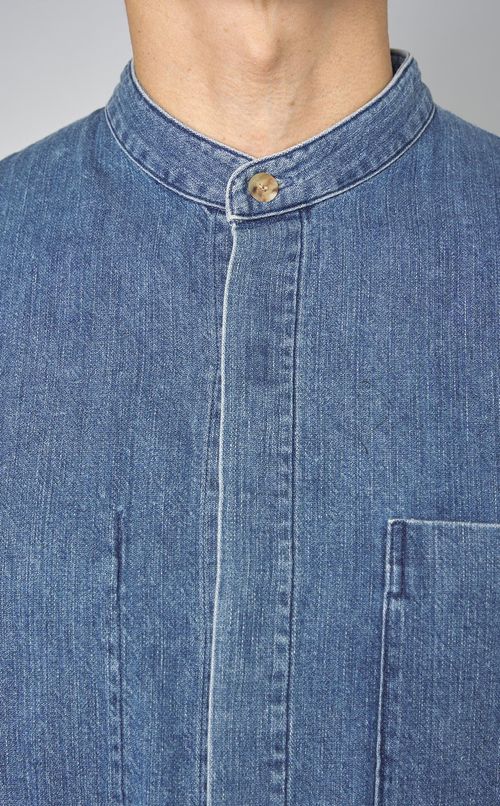 デニムバンドカラーシャツ