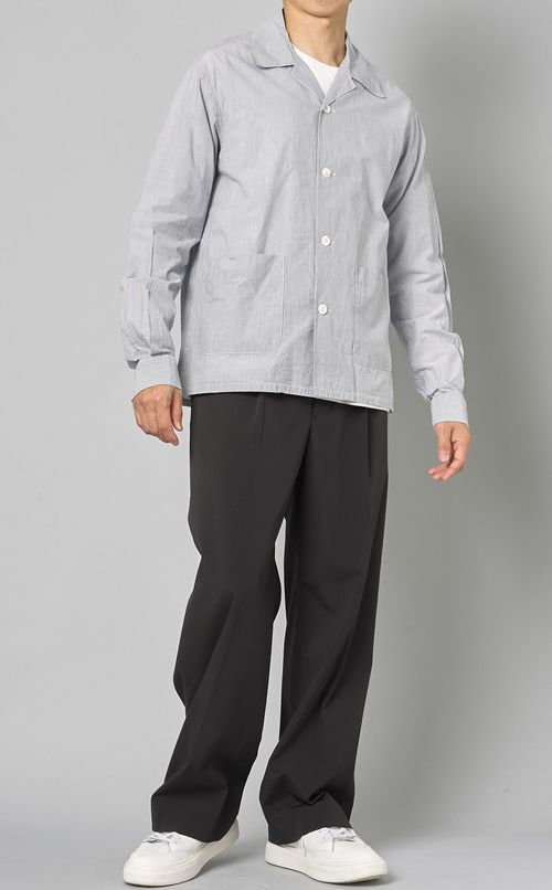 ツイストコットンオープンカラーシャツ