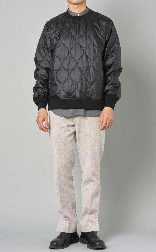 キルティングクルーネックプルオーバー