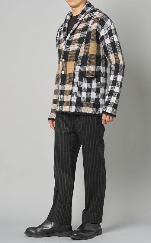 ウールストライプストレートパンツ